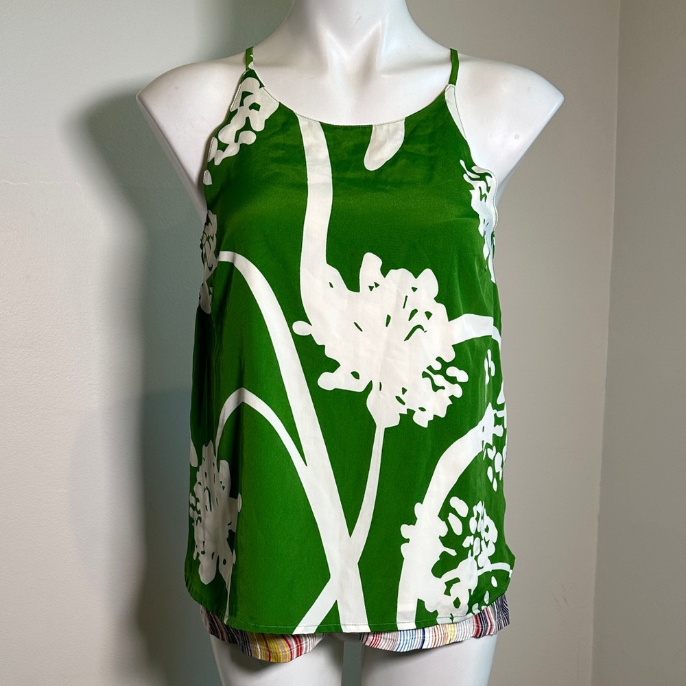 Elegant Green Floral Camisole Top
